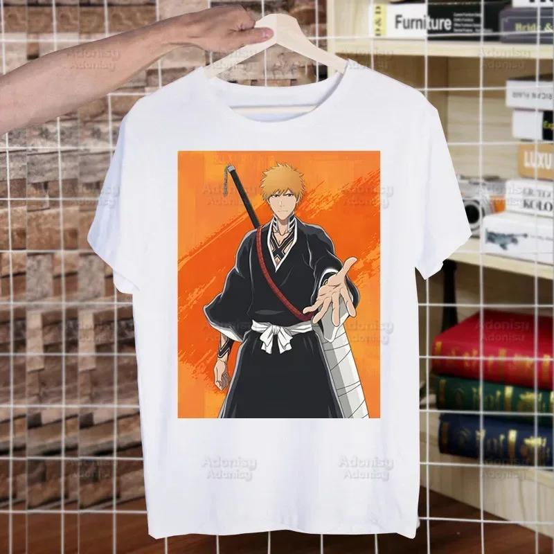 Bleach Zaraki Kenpachi Kurosaki Ichigo T Shirts For Guys O-Neck Short Sleeve Regular Mens height Quality Men Hip-Hop Tee Shirt