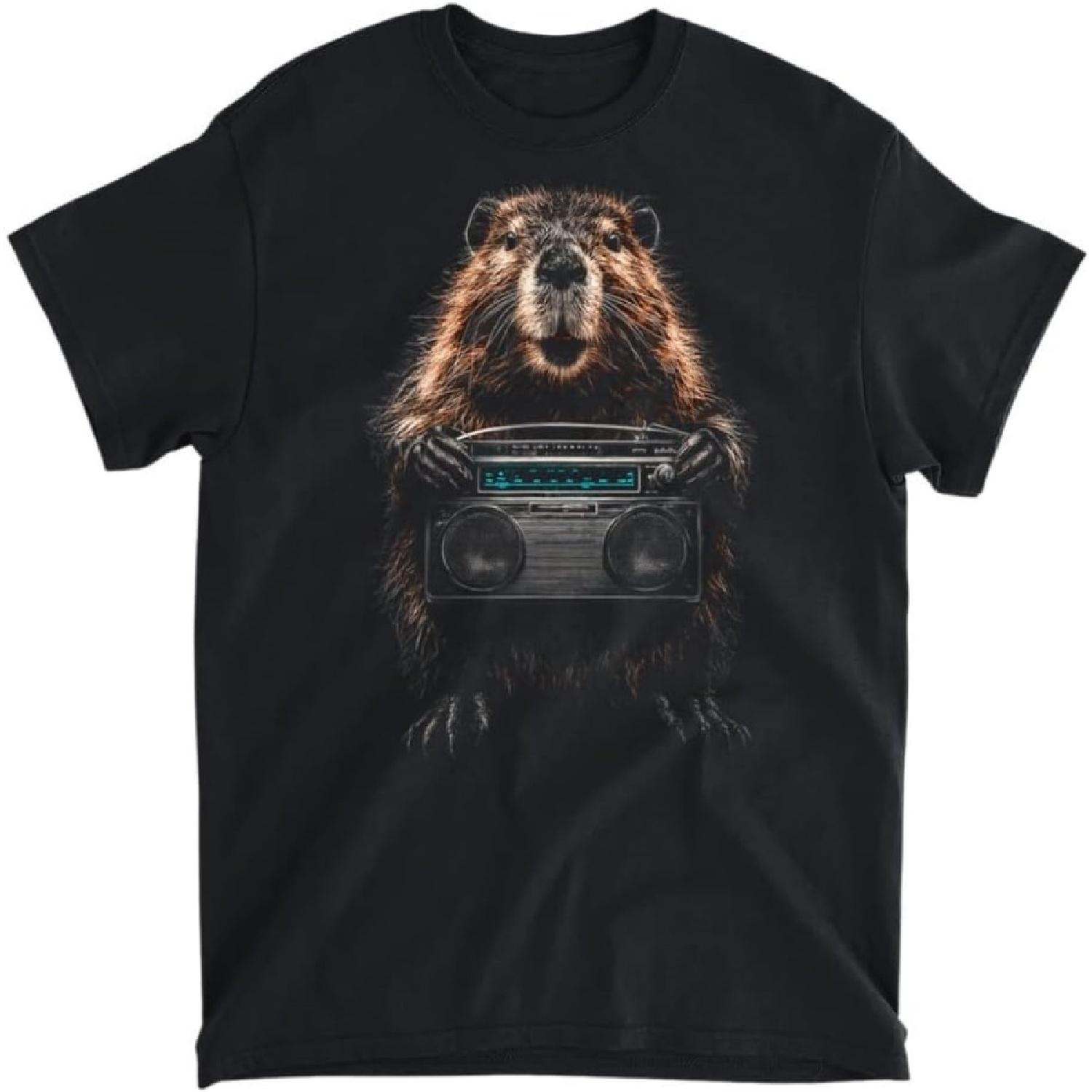 

Beaver Music Animal Lover Motif Radio Artwork Beaver T-Shirt, Tank Top, Long Sleeve, Sweatshirt, Hoodie Men Women Kids Made in Canada Black XXXXXL різнокольоровий