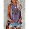 Camiseta sin mangas estampada para mujer con mangas cortas estampadas, camiseta de cuello redondo sin mangas para mujer