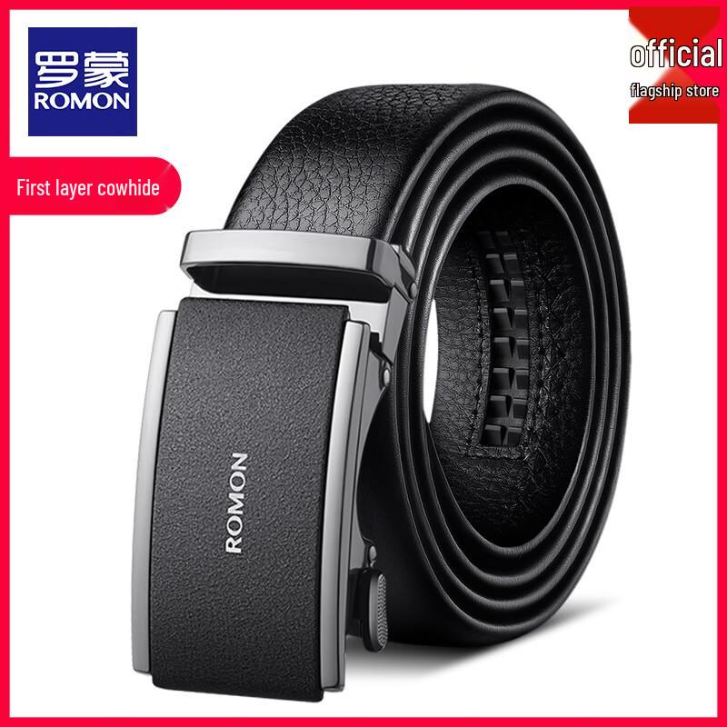 Romon Men s Top Grain Leather Automatic Buckle Belt