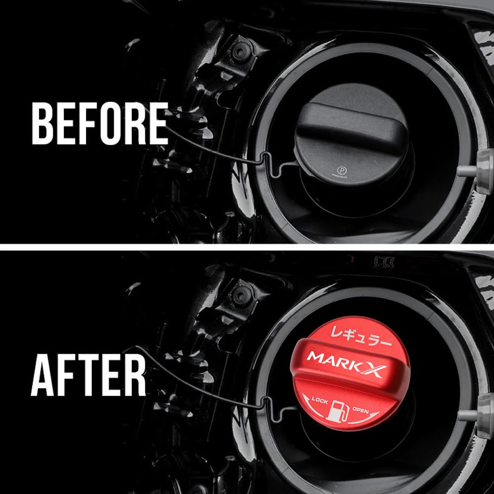 XIKER Aluminum Fuel Cap Cover for Toyota Mark X 130 Stylish Custom Replacement Regular Specification Lid/Fuel Series, Accessory, Part, (Red)