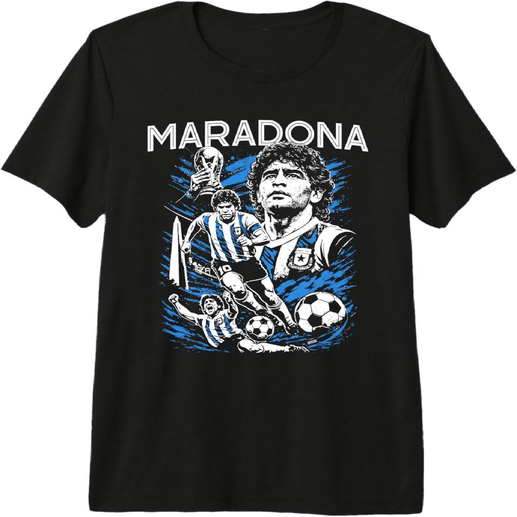 Diego Maradona Vintage Anni '90 Stile Hip-Hop Retro Calcio Maglietta Premium Tri-Blend(1)