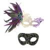 Gradient Color Feathered Couple Masks Lace Masquerade Mask  Cosplay Festival Party
