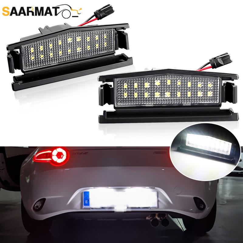 

2pcs Canbus Car LED License Plate Lights Rear Number Lamps 18smd White For Mazda 2 Mx-5 Miate 2016-2025 Error Free Accessories