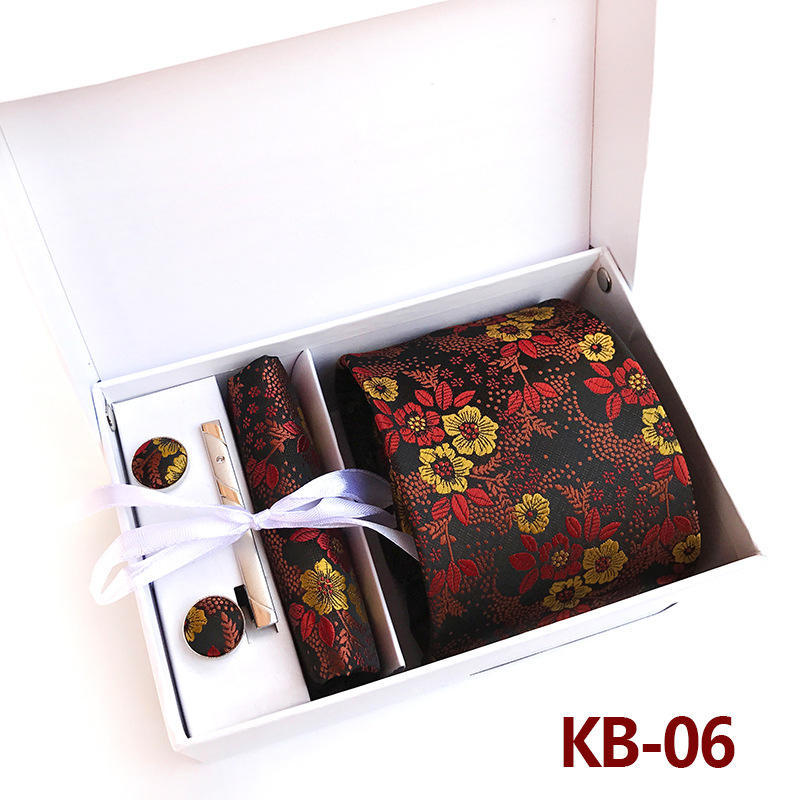 Men'S Tie Gift Box 6-Piece Set Big Flower Wedding Tie Set