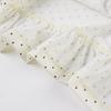 2025 Spring French Style Polka Dot Ruffle Trim Tie-Up Slim Fit Top for Women