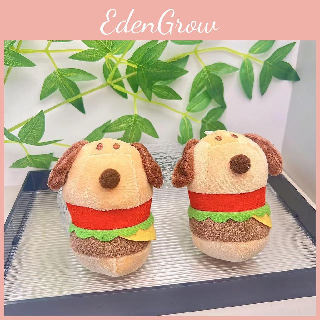 Creative Adorable Plush Hamburger Dog Keychain Cute Stuffed Toy Keyring For Students