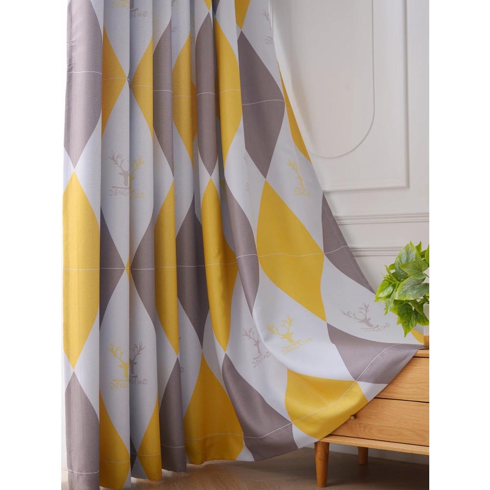Luxury Printed Plaid Heat Resistant High Shading Curtain For Living Room Bedroom Curtains