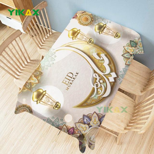 Eid Mubarak Restaurant Decoration Tablecloth Ramadan Decoration Tapestry Flower Islamic Art Rectangular Waterproof Tablecloth