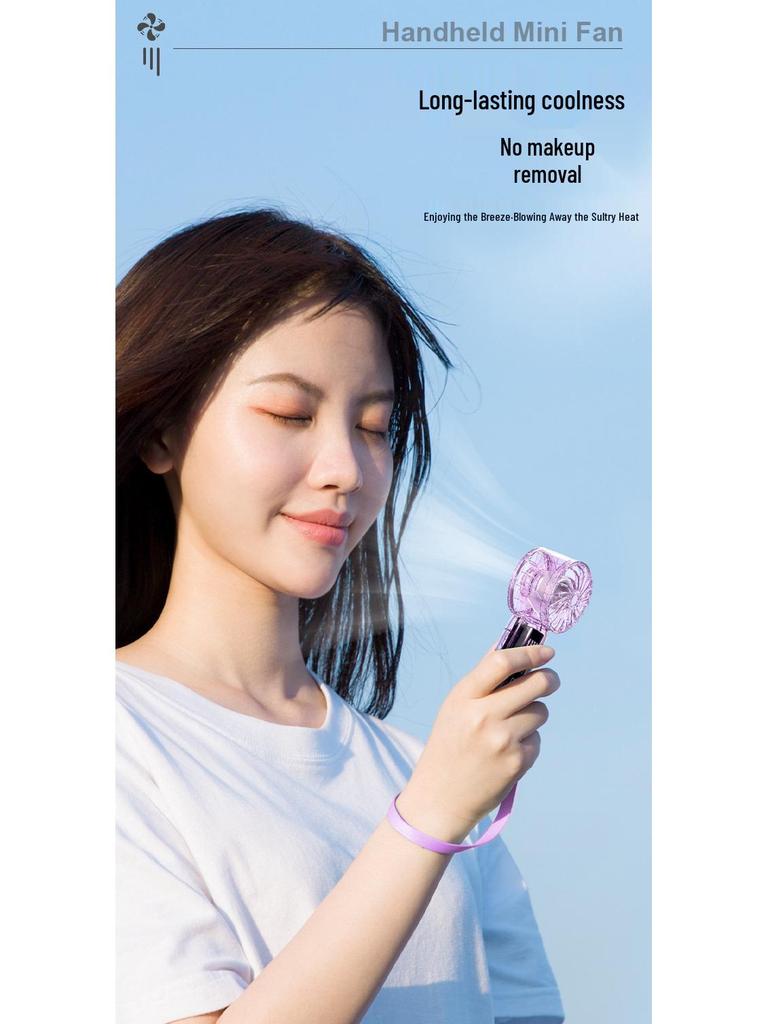 New Compact Mecha Style Transparent Handheld Fan - Portable Pocket Fan with High Wind Power for Commuting