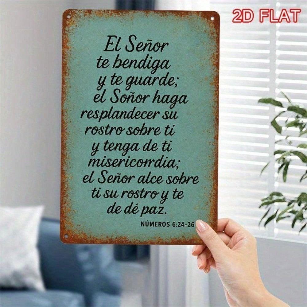 Vintage Religious Metal Wall Art Poster with Bible Verse Sign for Home Decor