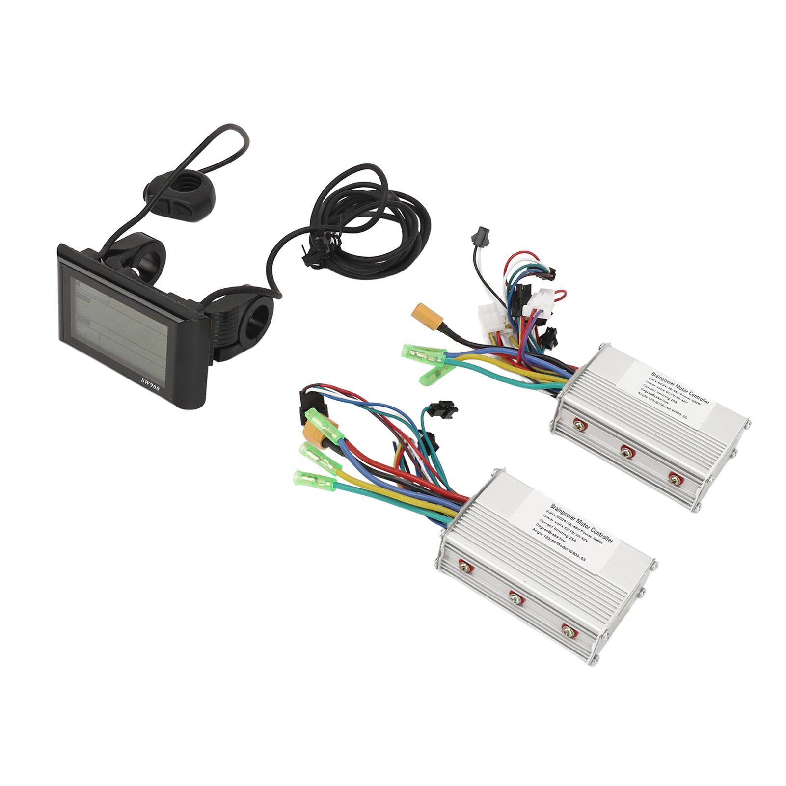 

Electric Bicycle Controller Kit Electric Bike Dual Drive Motor Control Panel with SW900 LCD Display Meter for Electric