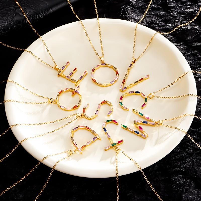 Ladies' Diamond & Colored Gemstone Metal Necklace, Heavy Craftsmanship Premium Design Initial Necklace, Gift for Women, Holiday Present, Party Jewelry