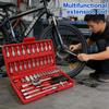 46pc Drive Socket Set 1/4 Inch Ratchet Wrench Set with Sockets Metric Hex Bit Socket Set Mechanic Tool Kits for Hous Auto Repair