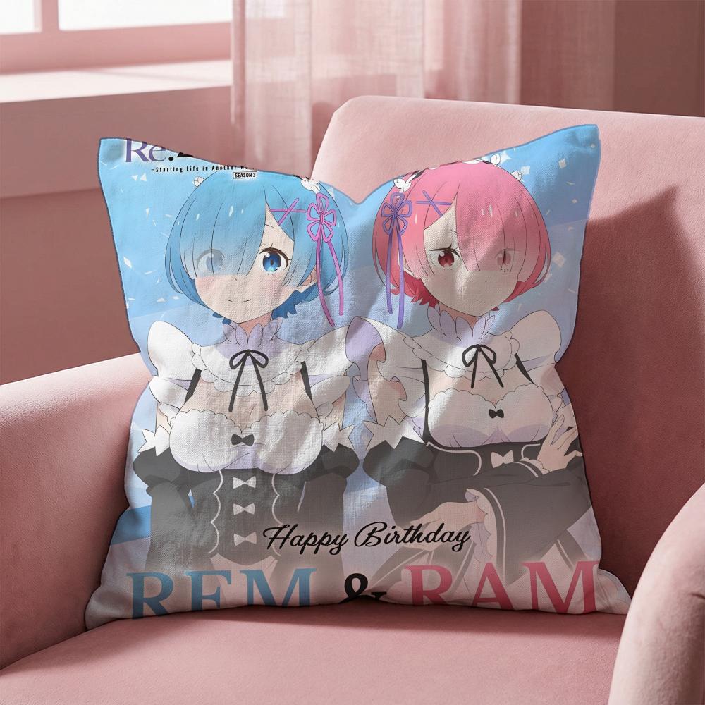 R-Re Zero ANIME Cushion Cover Multi-Scene Pillow Cover for Home & Car - Reversible, Soft & Durable for Daily Use