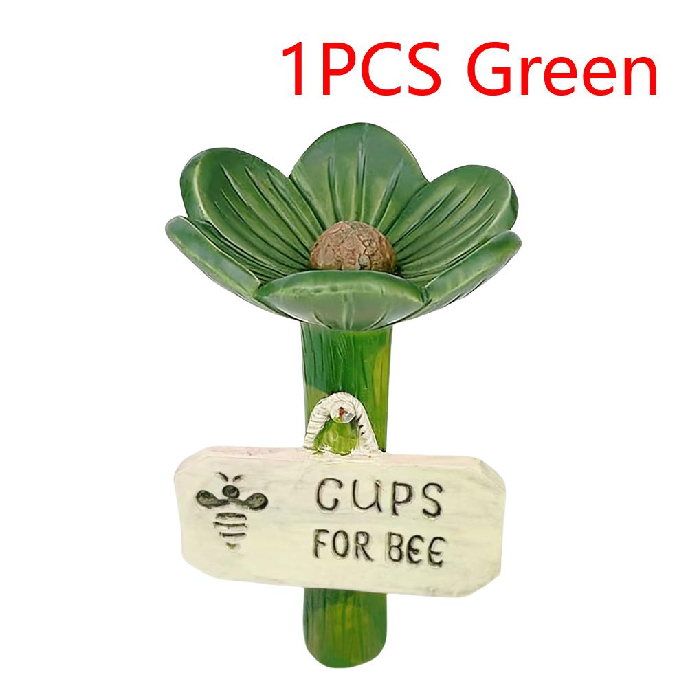 Resin Bee Watering Station with Flower Design Bee Water Feeder for Thirsty Pollinators Insects for Outdoor Garden Yard Decor