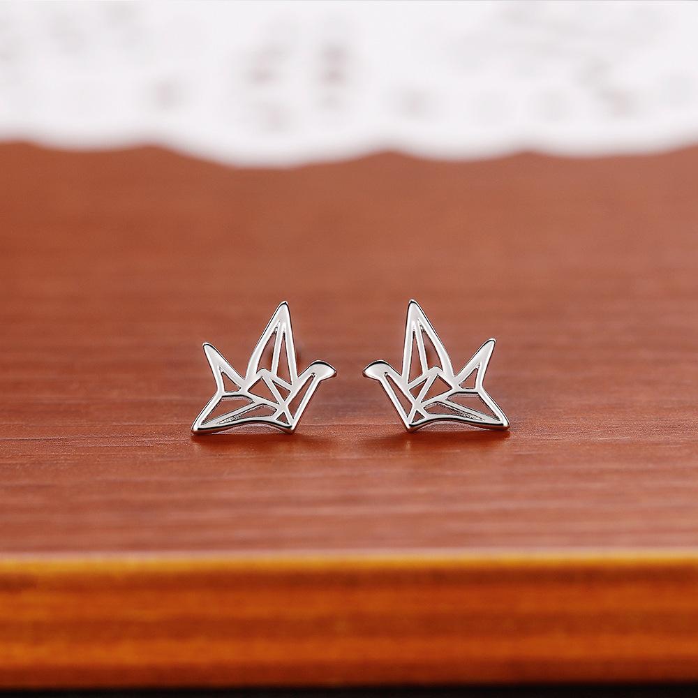 1 Pair, Fashionable, Stylish, Elegant and Simple Thousand Paper Crane Glossy Earrings