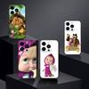 Cute R-Masha and Bears Phone Case For iPhone17,16,15,14,13,12 Plus,Max Soft Silicone Black Cover