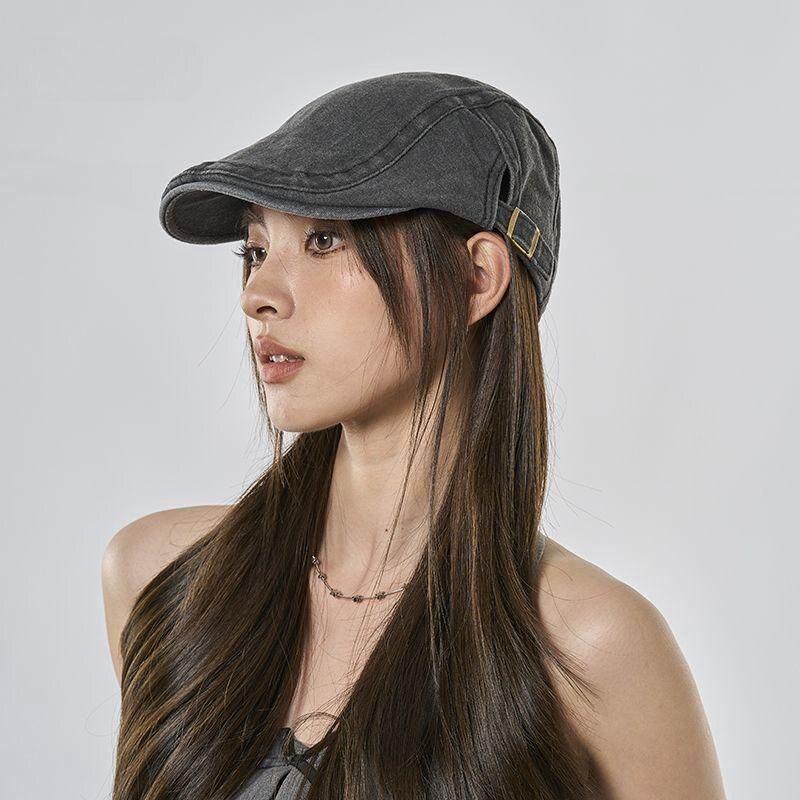 1pz Berretto da Pittore Retrò Estivo Unisex Moda Cappellino con Visiera Piatta Outdoor Casual Cappello Newsboy Monocolore Estivo Regolabile Per l'Uso Quotidiano