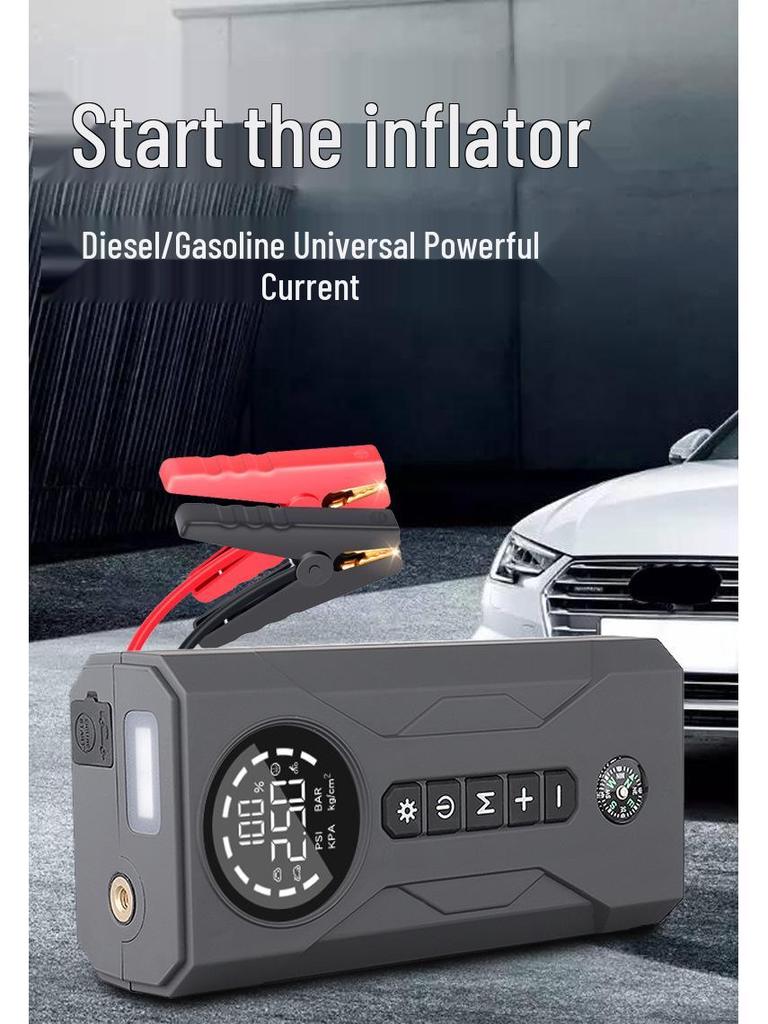 Portable All-in-One Car Jump Starter and Power Bank with Inflator