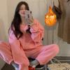 Thick Velvet Casual Fashion Sports Suit for Women Autumn and Winter Loose Western-style Sweatshirt and Trousers Two-piece Set