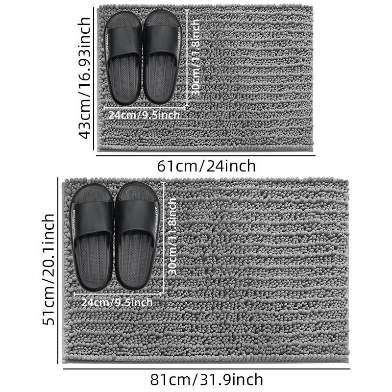 Chenille Long Pile Bathroom Mat - Water Absorbent & Anti-Slip Foot Pad for Home Use