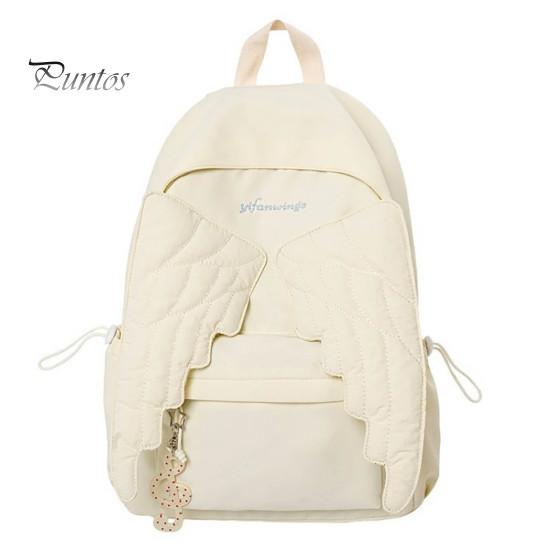 Daily Commuter Daypack Angel Wing Backpack for Women Girls, Lightweight Nylon School Bag, Large Bookbag Outdoor Travel Commute Girls