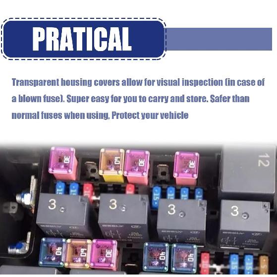 10PCS Jcase Fuse Kit, Box Shaped Micro Cartridge Fuses Kit, Compatible with Toyota Chevy Ford Nissan (20A/30A/40A/50A/60A, Low)
