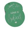 Inkdotpot 100 - Confezione da 100 etichette in carta stagnola color oro vero Love Is Sweet bomboniera da appendere