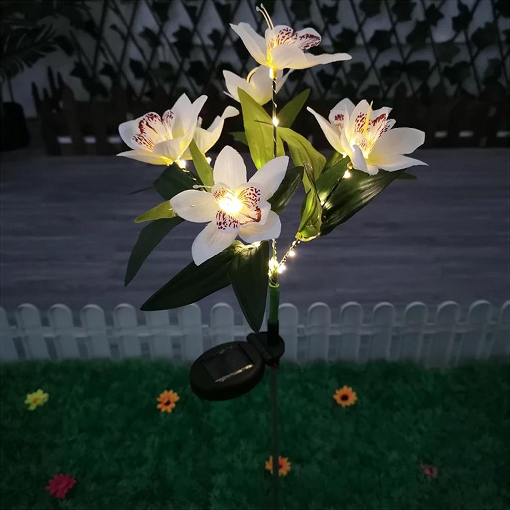 Outdoor Solar Orchid Lights LED landscape Lamp Waterproof Lawn Lamp for Villa Aisle Corridor Garden Holiday Christmas Decoration