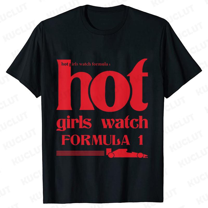 Hot Girls Watch Formula Racing Car Pattern T-shirts Women Clothing Fashion Casual Graphic Tops Trend Harajuku Short Sleeve Tees