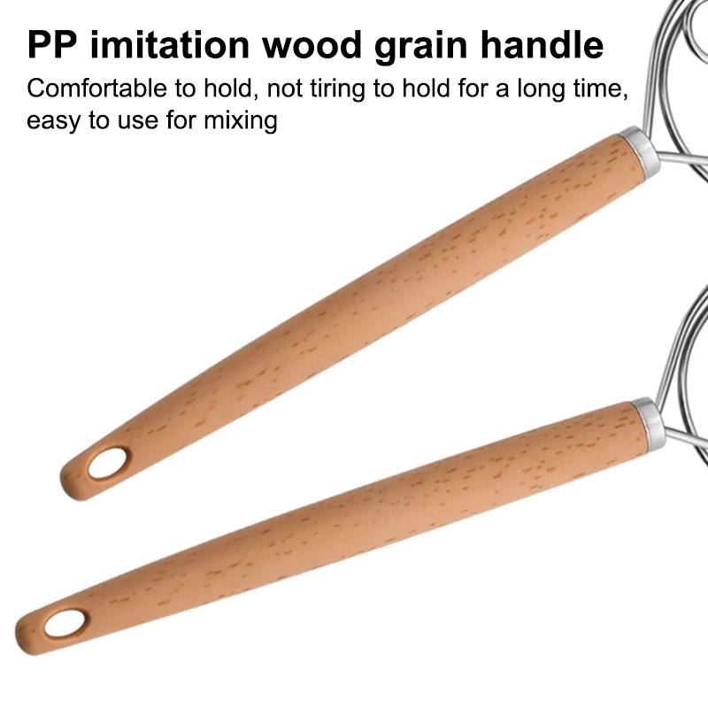 10 Inch Creative Hand Blender Diy Danish Bread Stainless Steel Bakeware Dough Whisk Egg Beater Mixer Tool Wood Handle