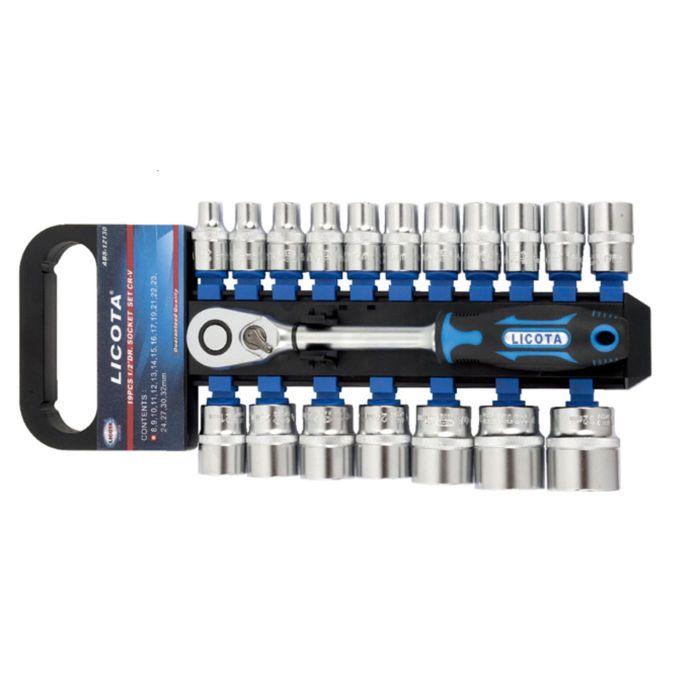 Coffret de Douilles 1/2 Pouce, 19 Pièces, Clé à Cliquet Industrielle