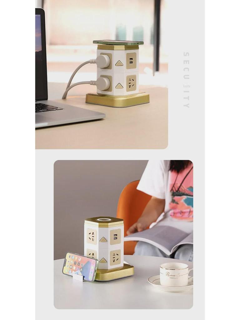 Vertical Wireless Multi-Function USB Charging Socket with Creative Design