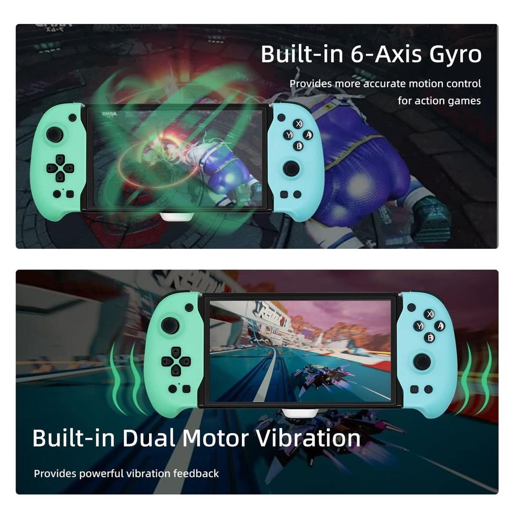 Nintendo Switch OLED Ergonomic Controller Grip with Gravity Induction of Six-Axis Gyroscope, Double Motor Vibration, Kickstand and Game Card Slot