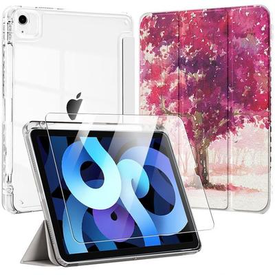 Case + Tempered Glass - E.F.Connection - for iPad Air 4/5 - Tree Pattern - Case with Pencil Holder - 10.9"
