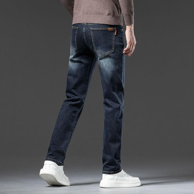 Podzimní Nové Vysoce Kvalitní Prané Antické Bronzové Džíny Pánské Módní Značkové Business Rovné Nohy Ležérní Dlouhé Kalhoty