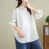 Autumn Vintage Plus Size Women Blouse Coat Jackets Solid Basic Long Sleeve Loose Button Outerwear