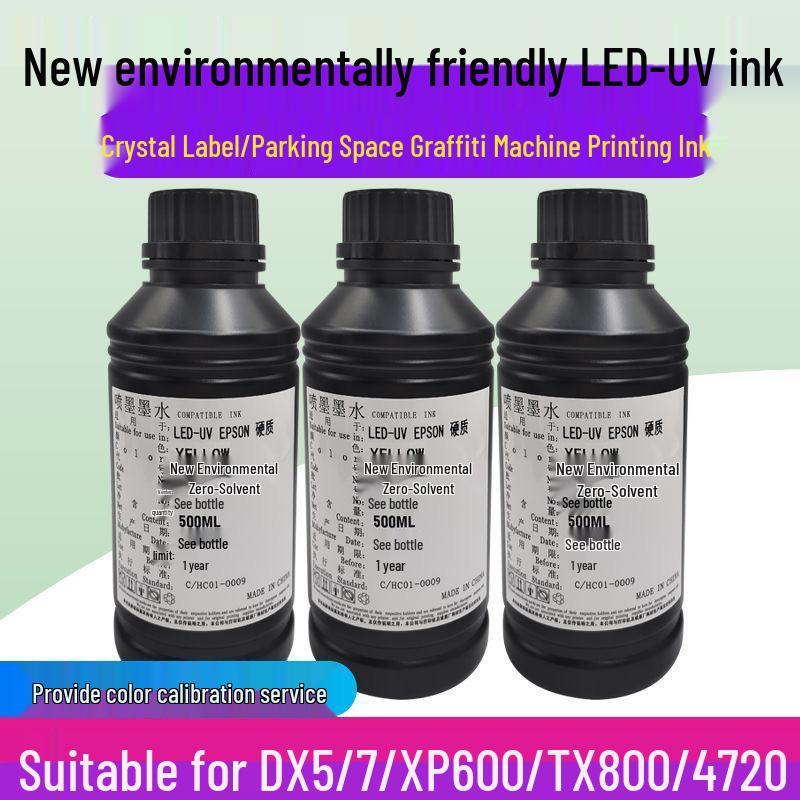 

Zhengcai White UV Curing Crystal Label Ink - Waterproof & Smooth for Photo Printers Special UV Cleaning Liquid 500ML