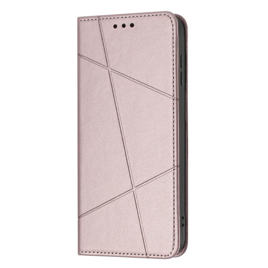 Wallet Case for Xiaomi Poco C75 4G/Redmi 14R 5G/14C 4G Line Imprinted Leather Stand Phone Cover with Wrist Strap