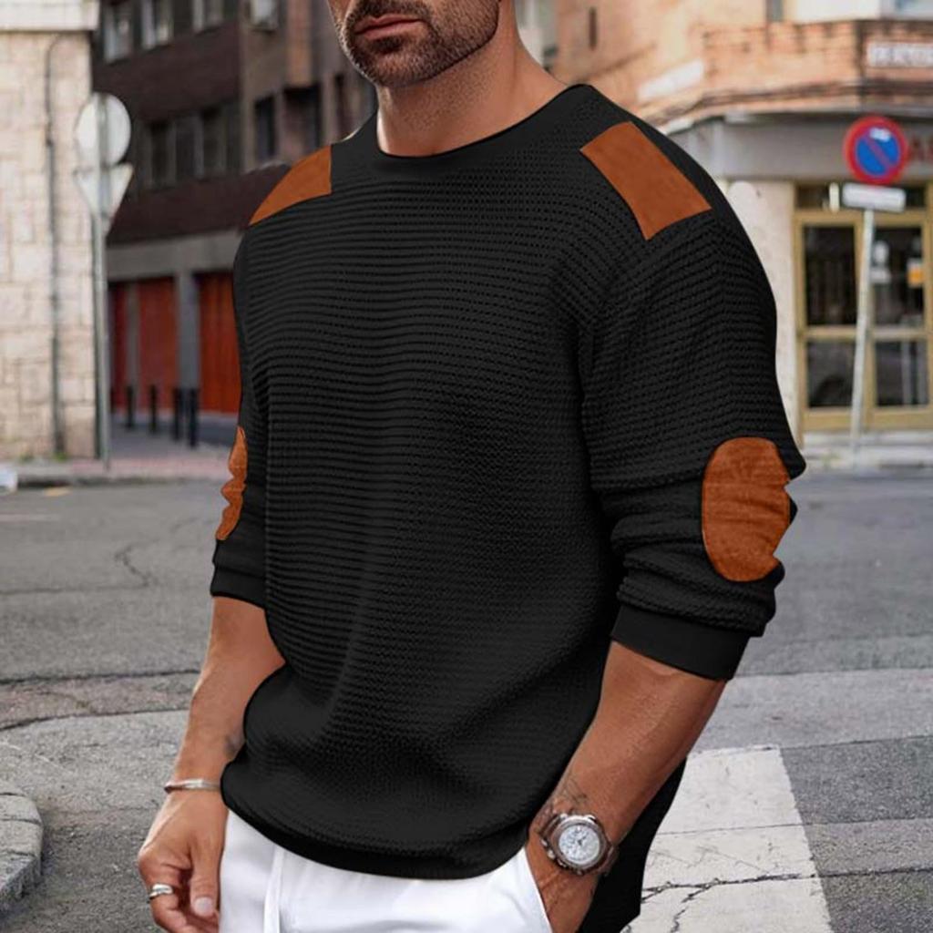 Men's Hoodless Sweatshirt Pullover Sweater For Leisure In And Winter With Ribbed Lightweight Sweatshirts Color