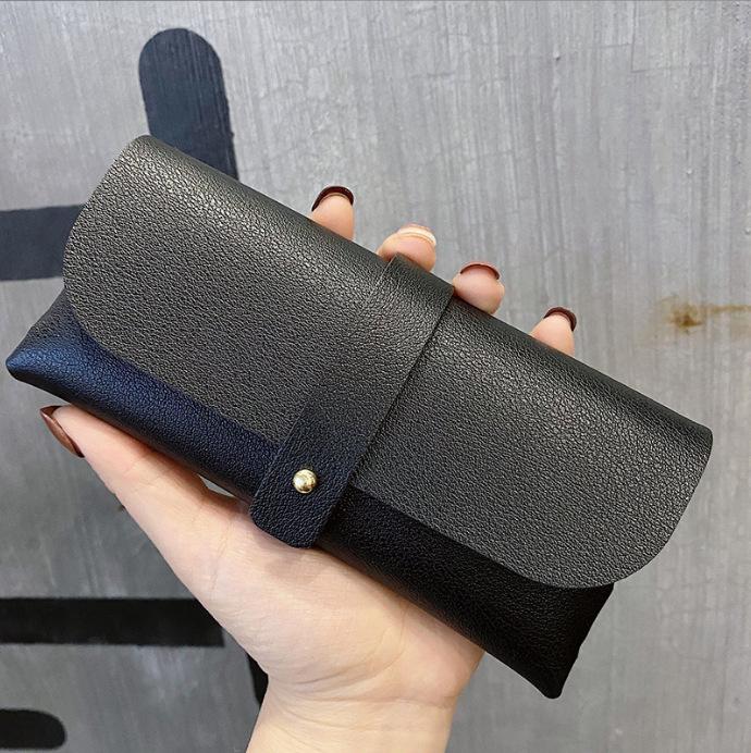Folding Leather Glasses Case - Soft, Portable Zipper Pouch for Sunglasses & Eyeglasses
