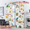 2D-Flachdruck, 2-teilige Vorhänge (Ohne Stange) Baufahrzeuge und Regenbögen Beliebter Minimalistischer Vorhangstoff Vorhänge Geschenk