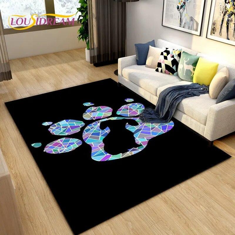 3D Pets Footprint Sole Series Area Rug Large,Carpet Rug for Living Room Bedroom Sofa Doormat Decoration,kids Non-slip Floor Mat