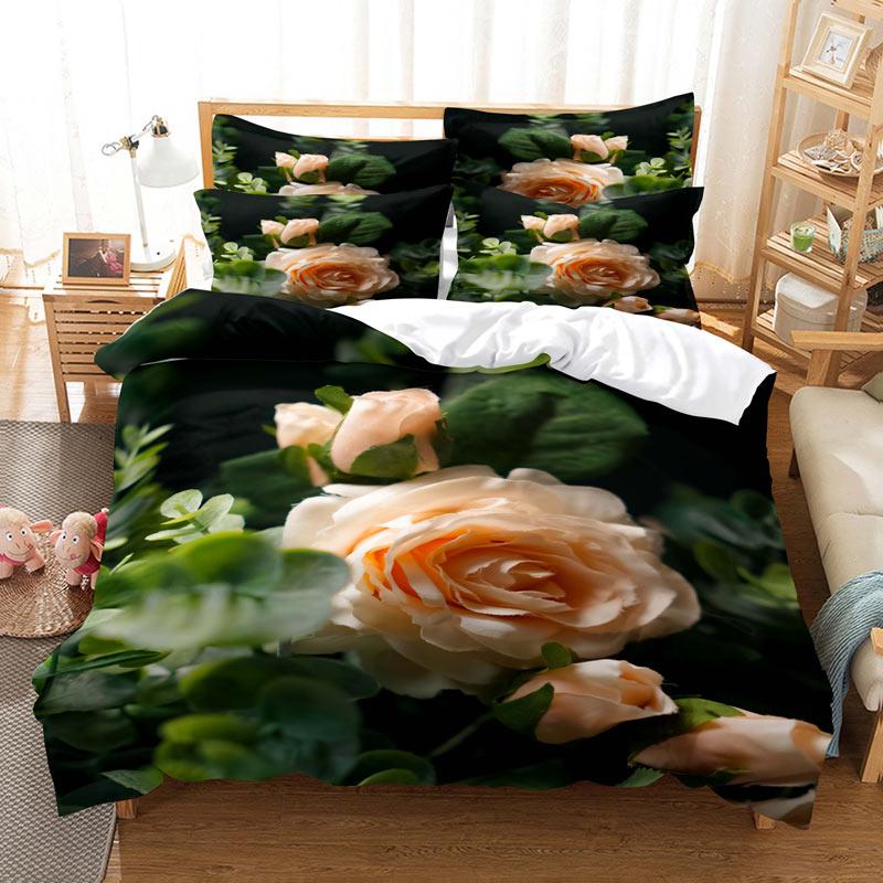 Pink Rose Duvet Cover Set Romantic Themed Valentine's Day Mother's Day Gift Bedding Set Queen King Size Polyester Quilt Cover