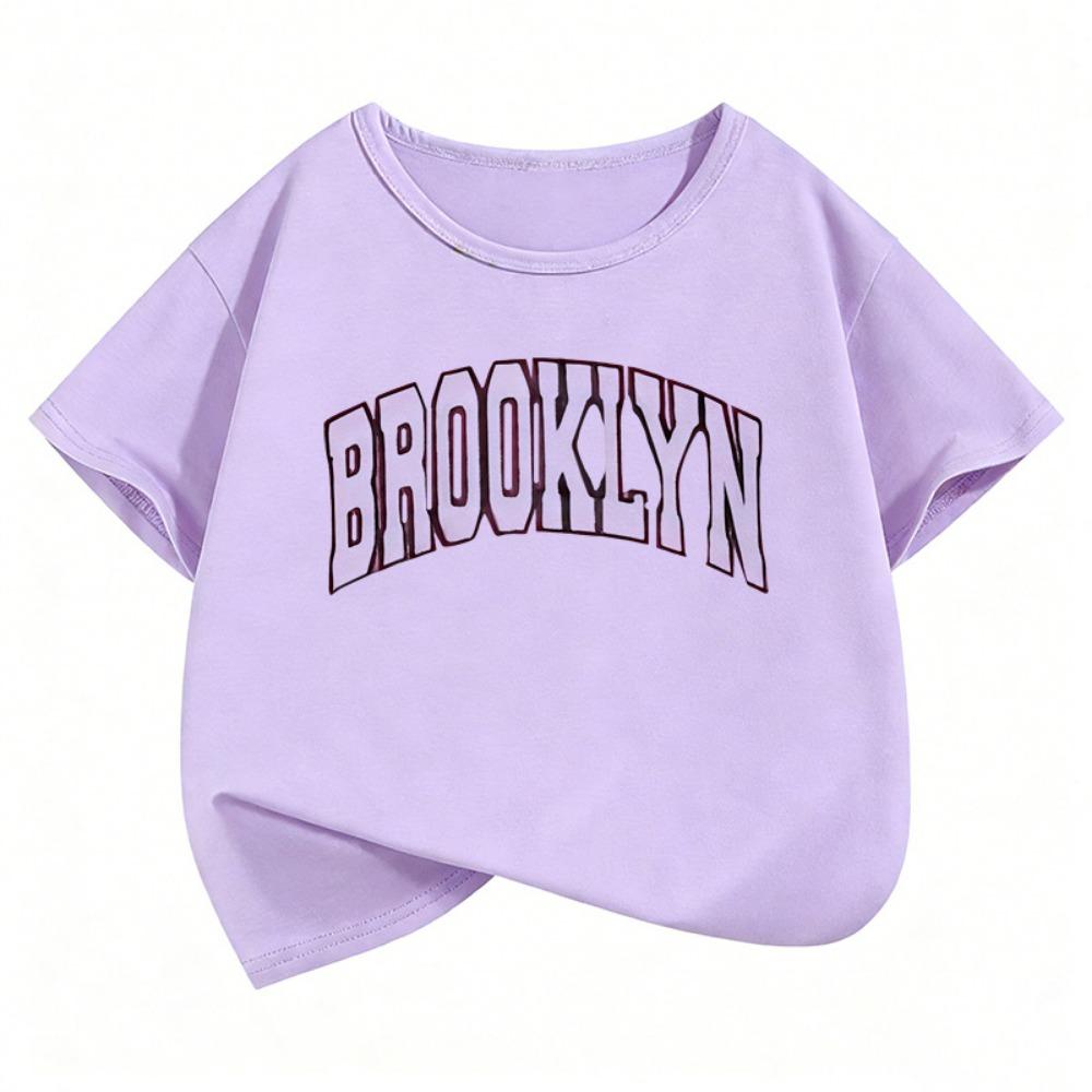 Brooklyn Letter Printed  Fashion T Shirts Short Sleeve Kids Children's T-shirt Boys Girls Summer Spring Casual Top Tee Shirt