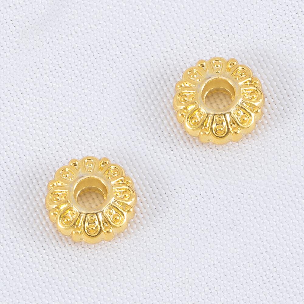 

10Pcs 2*6mm Silver Color Plated Copper Alloy Flat Spacer Beads Daisy Pattern for DIY Bracelet Necklace Jewelry Making Accessorie 10pcs