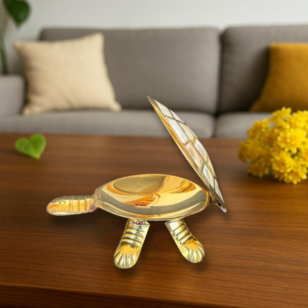 Brass Marble Print Turtle Feng Shui for Home Decoration Or Good Luck to Attract Positive Energy.(4 inch)