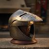 Crusader Knight Great Helmet with Brass Cross, 18 Gauge Steel Medieval Templar Helmet for LARP, SCA, Reenactment Gift
