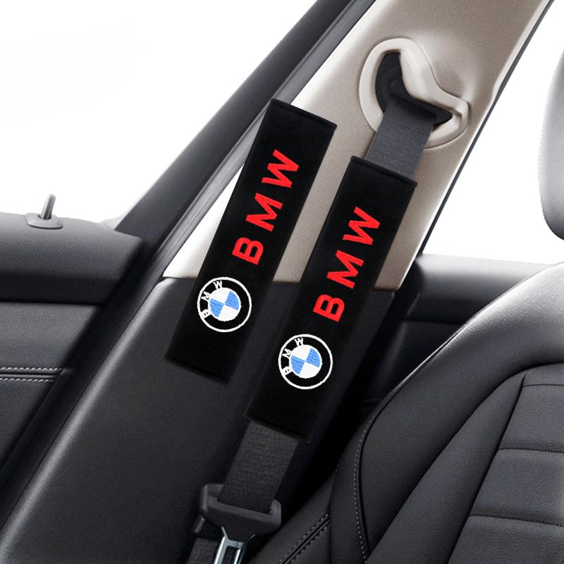 2PCS Car Cotton Fluff Safety Belt Covers Seat Belt Case for BMW M Power Performance F10 F31 E36 E39 E87 E90 X5 Car Styling